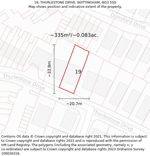 19, THURLESTONE DRIVE, NOTTINGHAM, NG3 5SD: Plot and title map