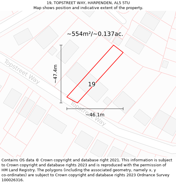 19, TOPSTREET WAY, HARPENDEN, AL5 5TU: Plot and title map