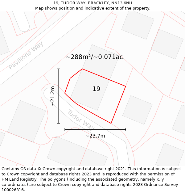 19, TUDOR WAY, BRACKLEY, NN13 6NH: Plot and title map