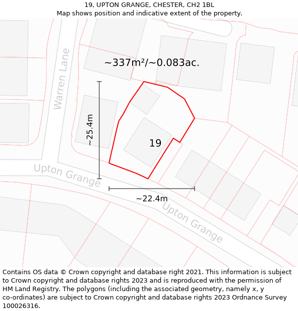 19, UPTON GRANGE, CHESTER, CH2 1BL: Plot and title map