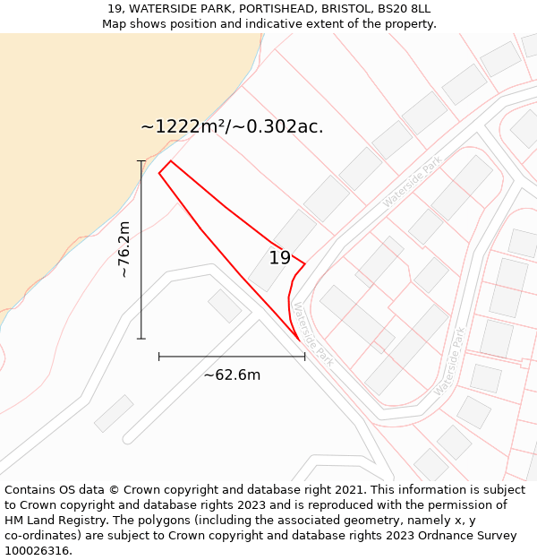 19, WATERSIDE PARK, PORTISHEAD, BRISTOL, BS20 8LL: Plot and title map
