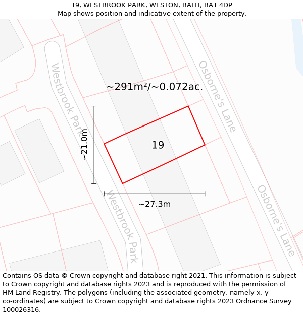 19, WESTBROOK PARK, WESTON, BATH, BA1 4DP: Plot and title map