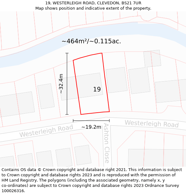 19, WESTERLEIGH ROAD, CLEVEDON, BS21 7UR: Plot and title map