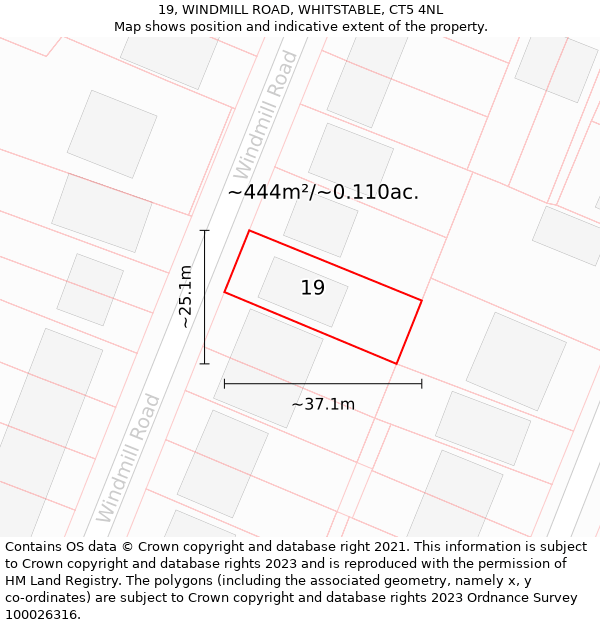 19, WINDMILL ROAD, WHITSTABLE, CT5 4NL: Plot and title map