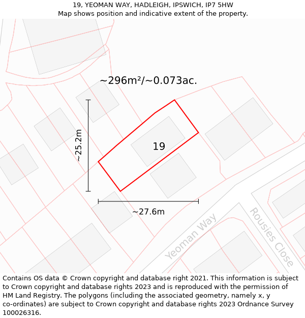 19, YEOMAN WAY, HADLEIGH, IPSWICH, IP7 5HW: Plot and title map