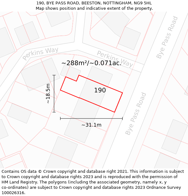190, BYE PASS ROAD, BEESTON, NOTTINGHAM, NG9 5HL: Plot and title map