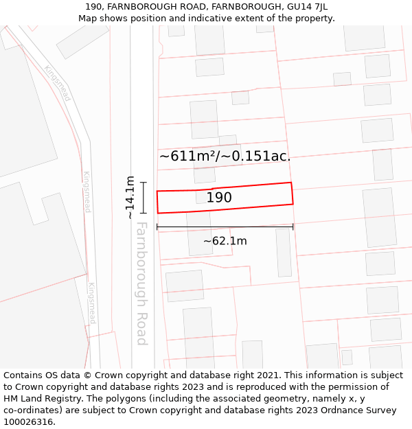 190, FARNBOROUGH ROAD, FARNBOROUGH, GU14 7JL: Plot and title map