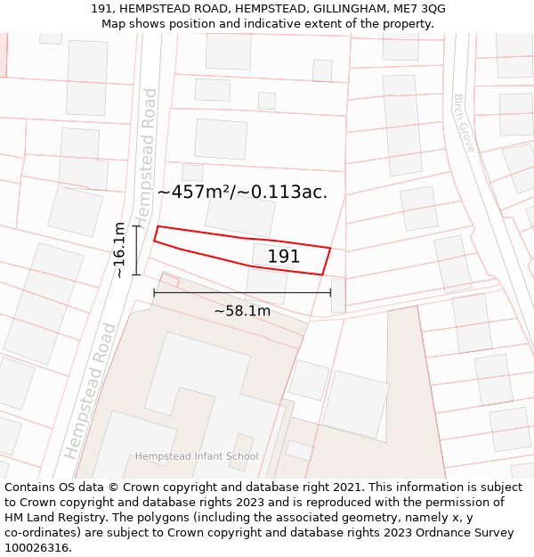 191, HEMPSTEAD ROAD, HEMPSTEAD, GILLINGHAM, ME7 3QG: Plot and title map