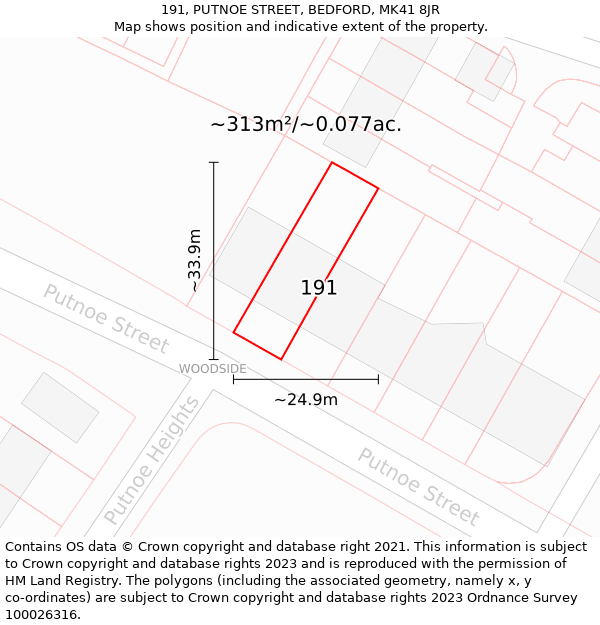 191, PUTNOE STREET, BEDFORD, MK41 8JR: Plot and title map