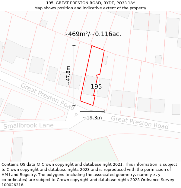 195, GREAT PRESTON ROAD, RYDE, PO33 1AY: Plot and title map
