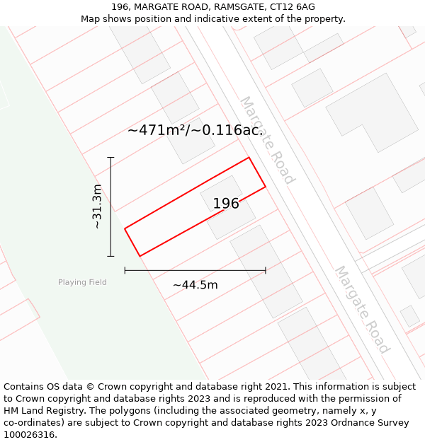 196, MARGATE ROAD, RAMSGATE, CT12 6AG: Plot and title map