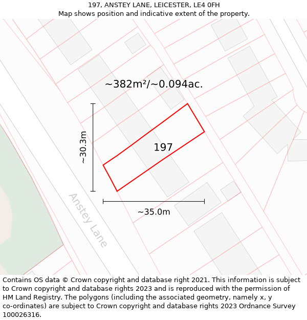 197, ANSTEY LANE, LEICESTER, LE4 0FH: Plot and title map