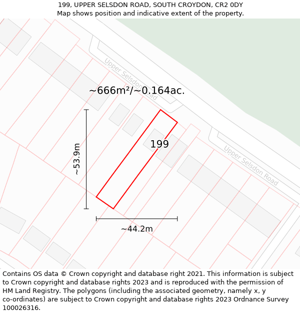199, UPPER SELSDON ROAD, SOUTH CROYDON, CR2 0DY: Plot and title map