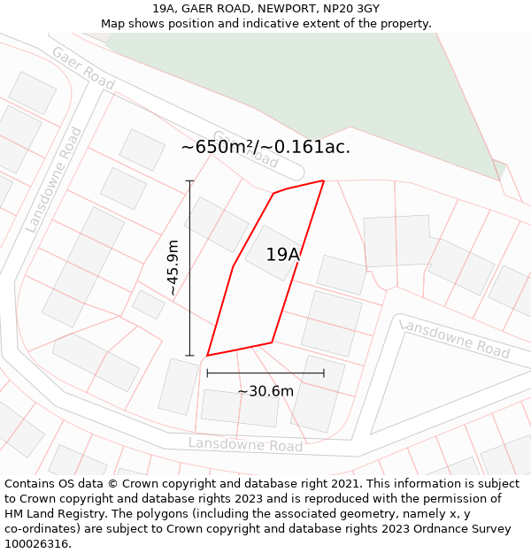 19A, GAER ROAD, NEWPORT, NP20 3GY: Plot and title map