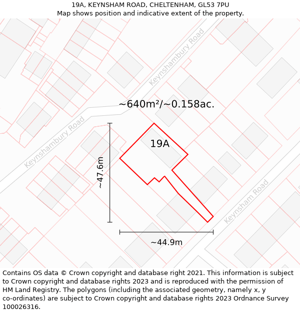 19A, KEYNSHAM ROAD, CHELTENHAM, GL53 7PU: Plot and title map