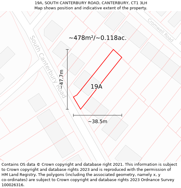 19A, SOUTH CANTERBURY ROAD, CANTERBURY, CT1 3LH: Plot and title map