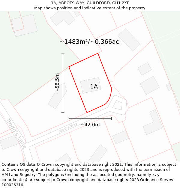 1A, ABBOTS WAY, GUILDFORD, GU1 2XP: Plot and title map