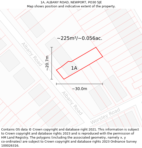 1A, ALBANY ROAD, NEWPORT, PO30 5JE: Plot and title map