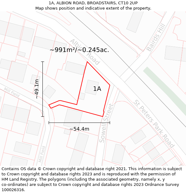 1A, ALBION ROAD, BROADSTAIRS, CT10 2UP: Plot and title map