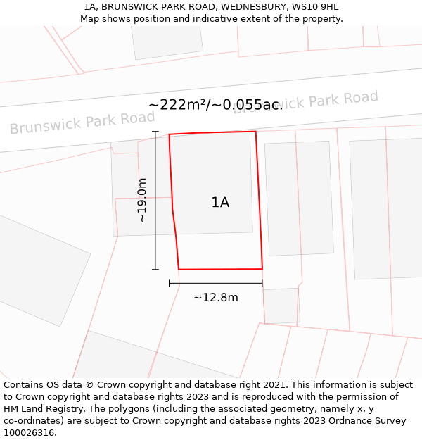 1A, BRUNSWICK PARK ROAD, WEDNESBURY, WS10 9HL: Plot and title map