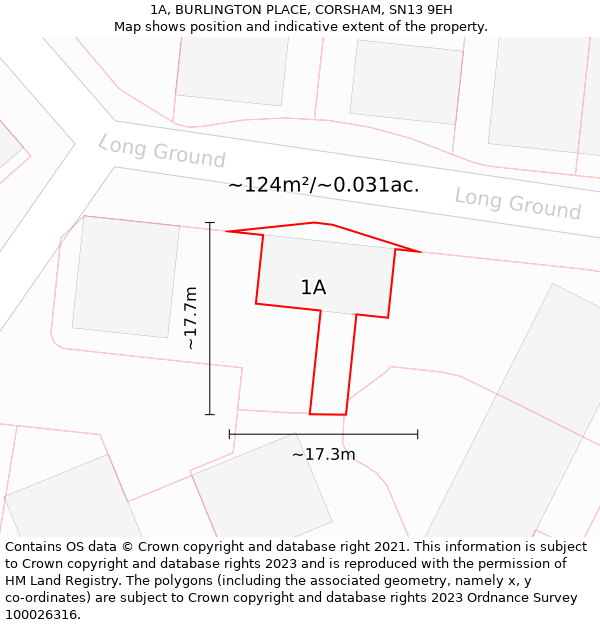 1A, BURLINGTON PLACE, CORSHAM, SN13 9EH: Plot and title map