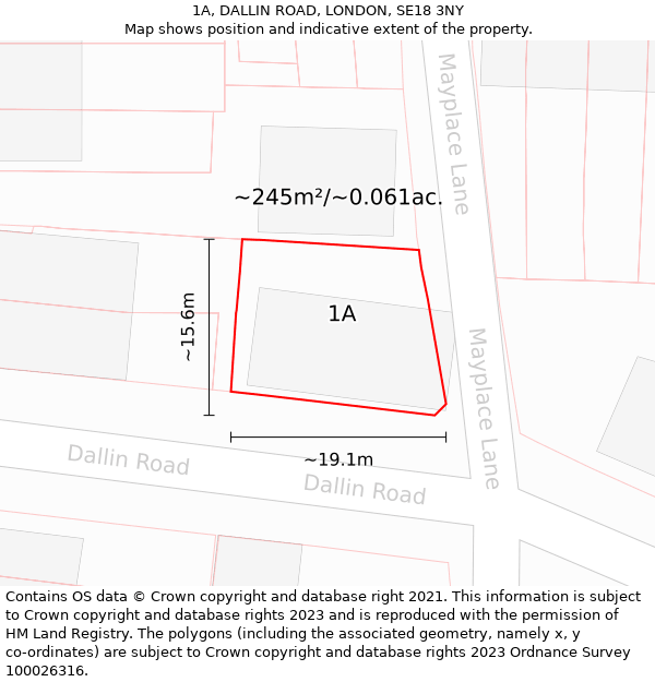 1A, DALLIN ROAD, LONDON, SE18 3NY: Plot and title map