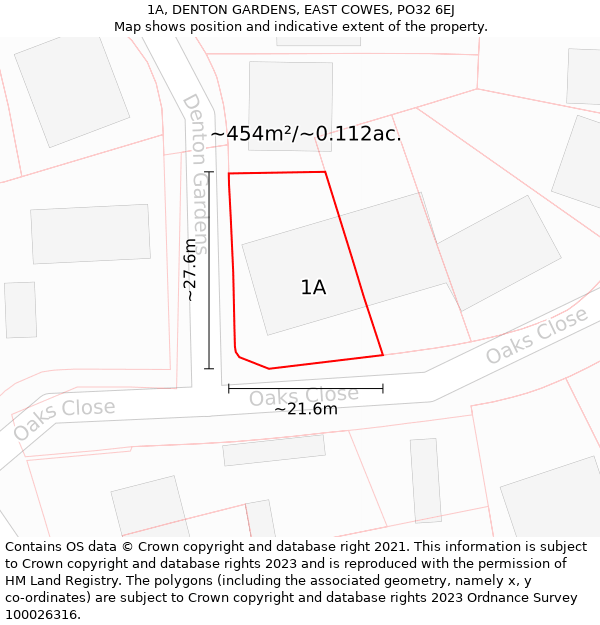 1A, DENTON GARDENS, EAST COWES, PO32 6EJ: Plot and title map
