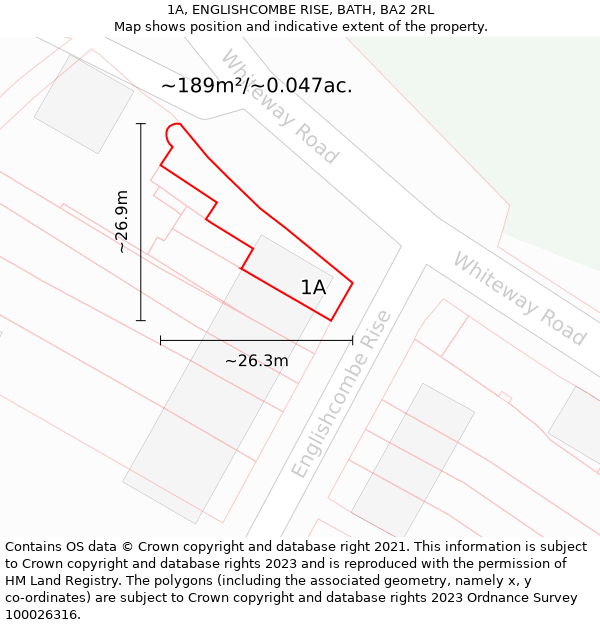 1A, ENGLISHCOMBE RISE, BATH, BA2 2RL: Plot and title map