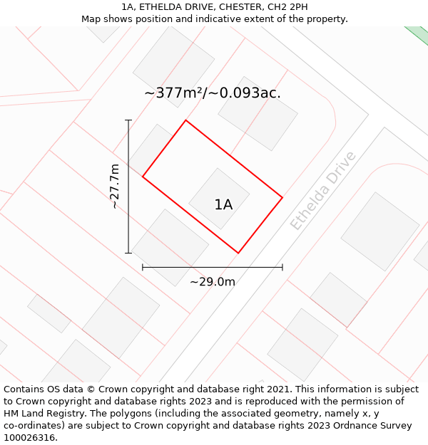 1A, ETHELDA DRIVE, CHESTER, CH2 2PH: Plot and title map