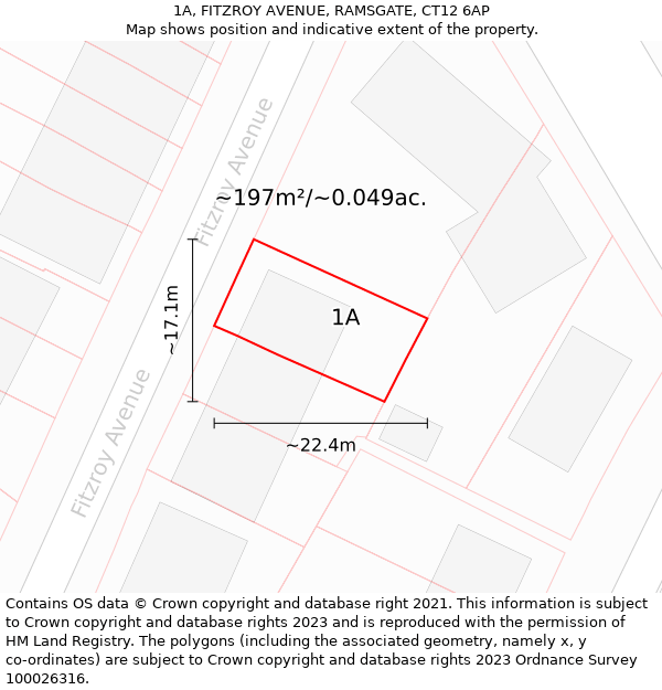 1A, FITZROY AVENUE, RAMSGATE, CT12 6AP: Plot and title map