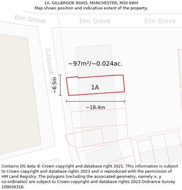 1A, GILLBROOK ROAD, MANCHESTER, M20 6WH: Plot and title map