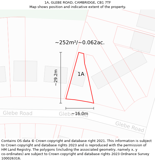 1A, GLEBE ROAD, CAMBRIDGE, CB1 7TF: Plot and title map