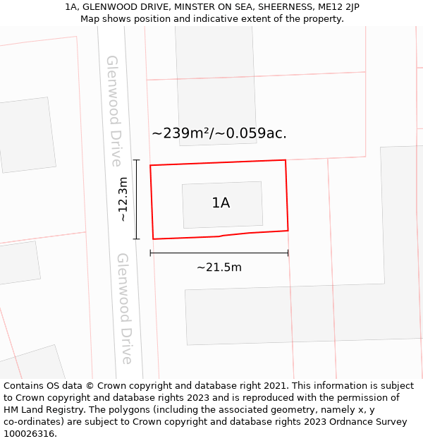 1A, GLENWOOD DRIVE, MINSTER ON SEA, SHEERNESS, ME12 2JP: Plot and title map