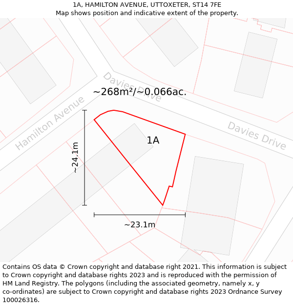 1A, HAMILTON AVENUE, UTTOXETER, ST14 7FE: Plot and title map