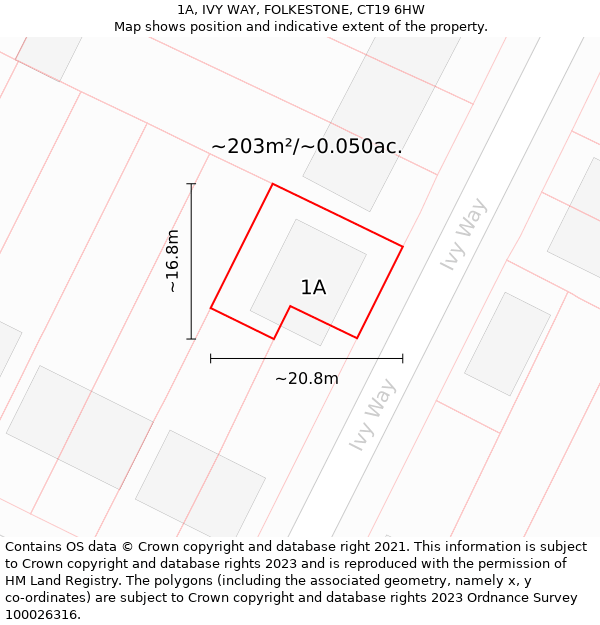 1A, IVY WAY, FOLKESTONE, CT19 6HW: Plot and title map