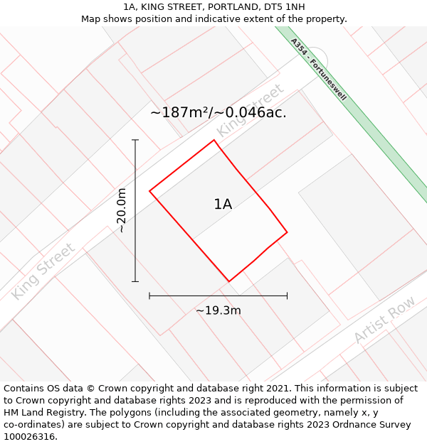 1A, KING STREET, PORTLAND, DT5 1NH: Plot and title map