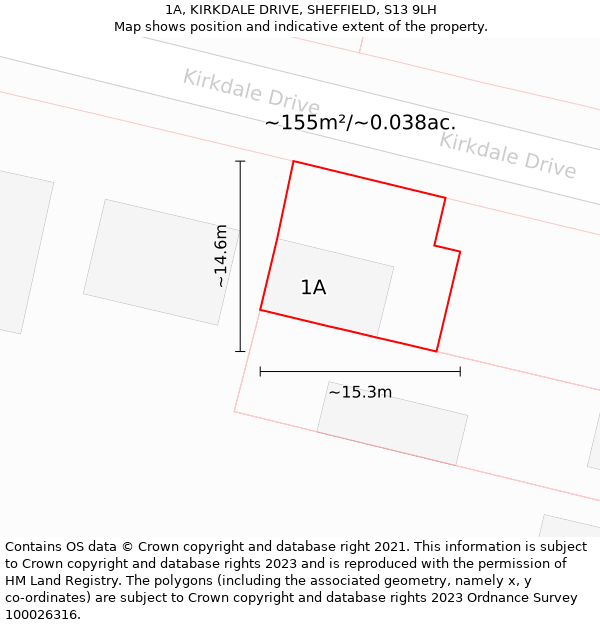 1A, KIRKDALE DRIVE, SHEFFIELD, S13 9LH: Plot and title map