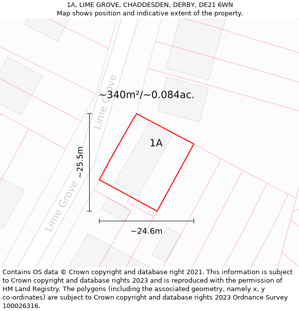 1A, LIME GROVE, CHADDESDEN, DERBY, DE21 6WN: Plot and title map