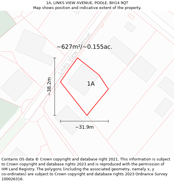 1A, LINKS VIEW AVENUE, POOLE, BH14 9QT: Plot and title map