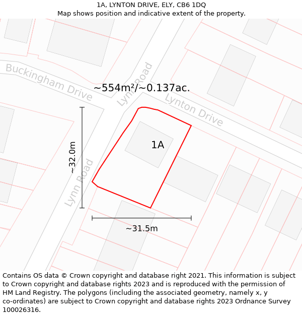 1A, LYNTON DRIVE, ELY, CB6 1DQ: Plot and title map