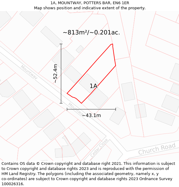 1A, MOUNTWAY, POTTERS BAR, EN6 1ER: Plot and title map