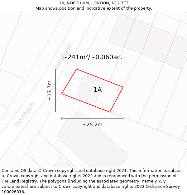 1A, NORTHIAM, LONDON, N12 7ET: Plot and title map