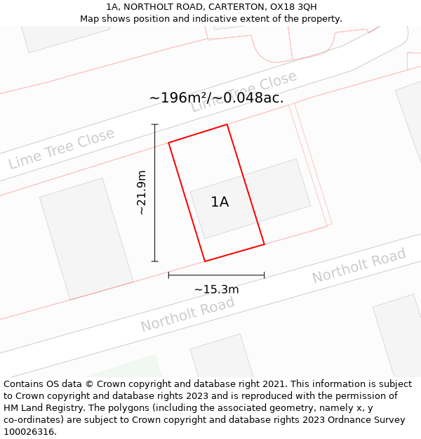 1A, NORTHOLT ROAD, CARTERTON, OX18 3QH: Plot and title map