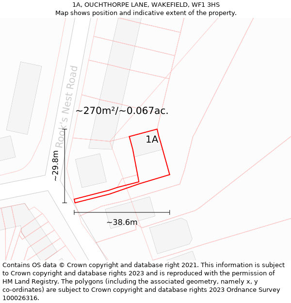 1A, OUCHTHORPE LANE, WAKEFIELD, WF1 3HS: Plot and title map