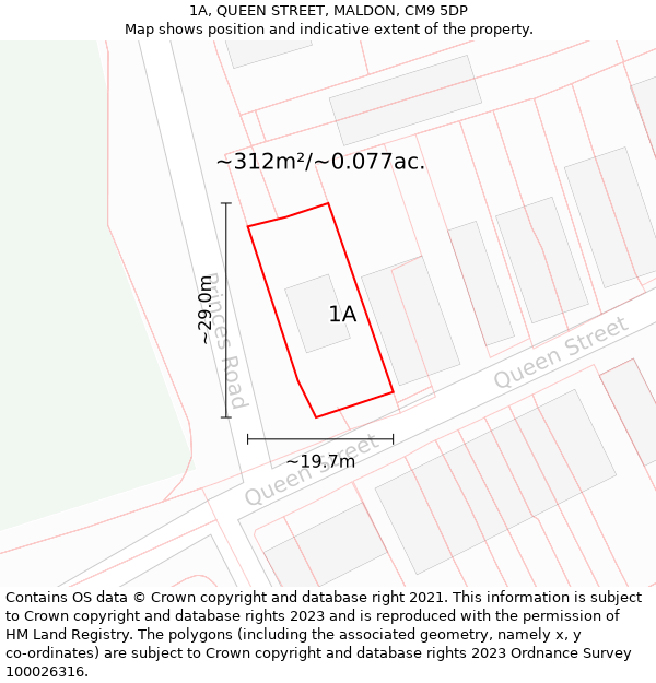 1A, QUEEN STREET, MALDON, CM9 5DP: Plot and title map
