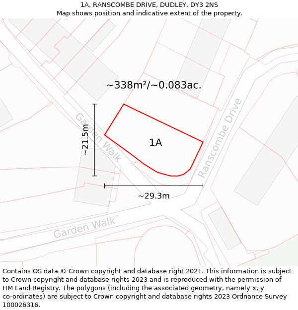 1A, RANSCOMBE DRIVE, DUDLEY, DY3 2NS: Plot and title map