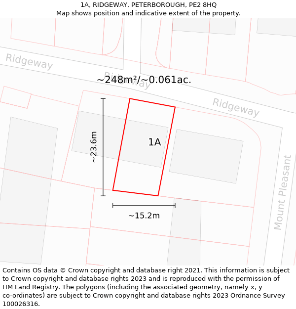 1A, RIDGEWAY, PETERBOROUGH, PE2 8HQ: Plot and title map