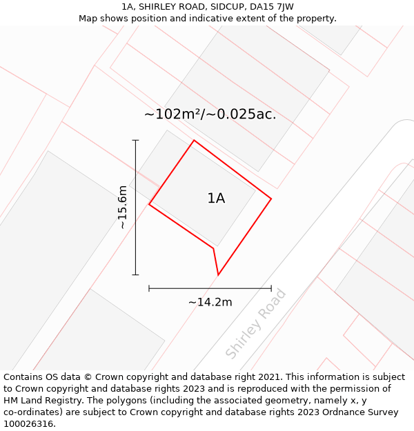 1A, SHIRLEY ROAD, SIDCUP, DA15 7JW: Plot and title map