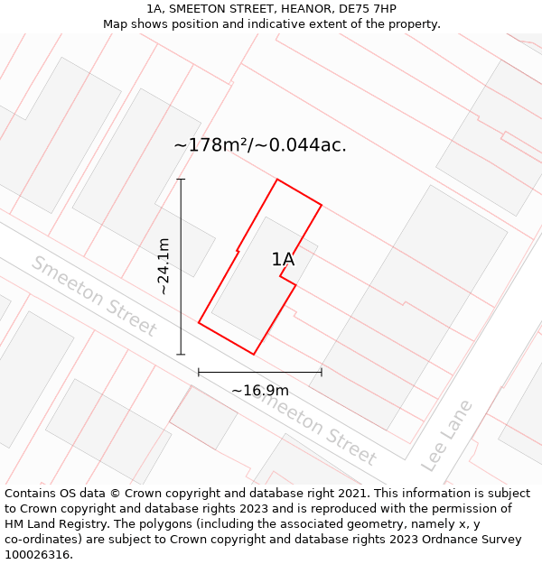 1A, SMEETON STREET, HEANOR, DE75 7HP: Plot and title map