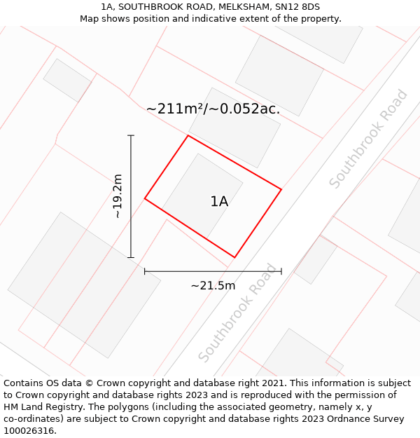 1A, SOUTHBROOK ROAD, MELKSHAM, SN12 8DS: Plot and title map